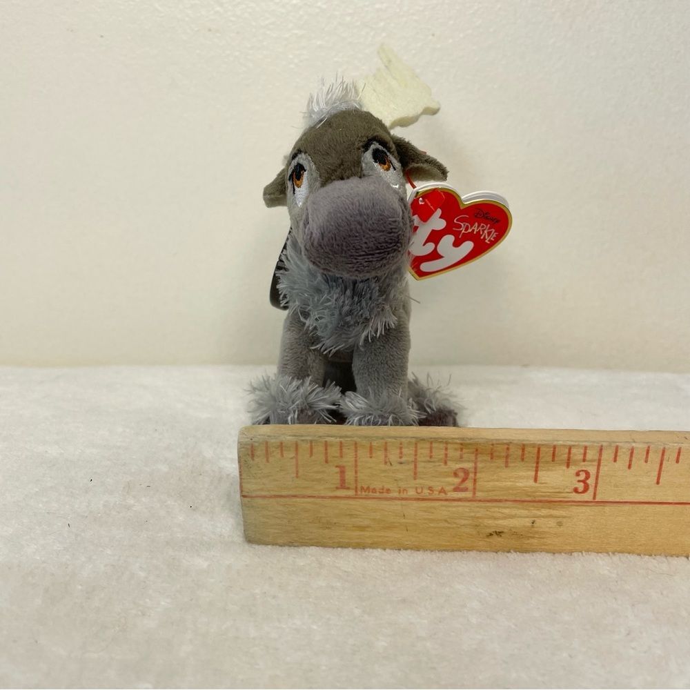 Ty Sparkle Disney Frozen Sven Reindeer Beanie Baby Keyclip New Heart Tag Gray - Picture 9 of 9